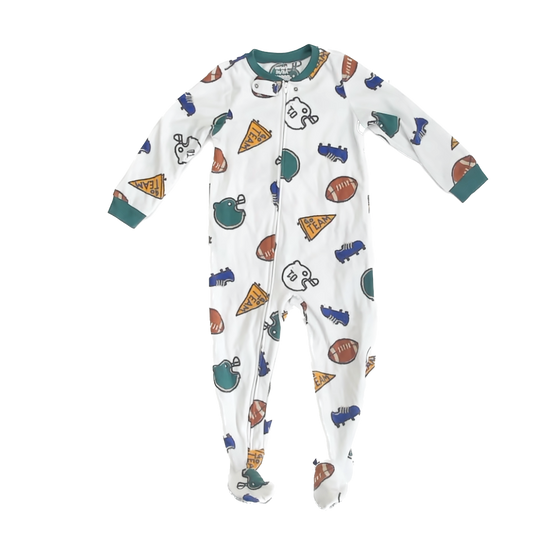 Carter''s Boys White Football 1-piece footed Pajamas Size: 3T White Football
