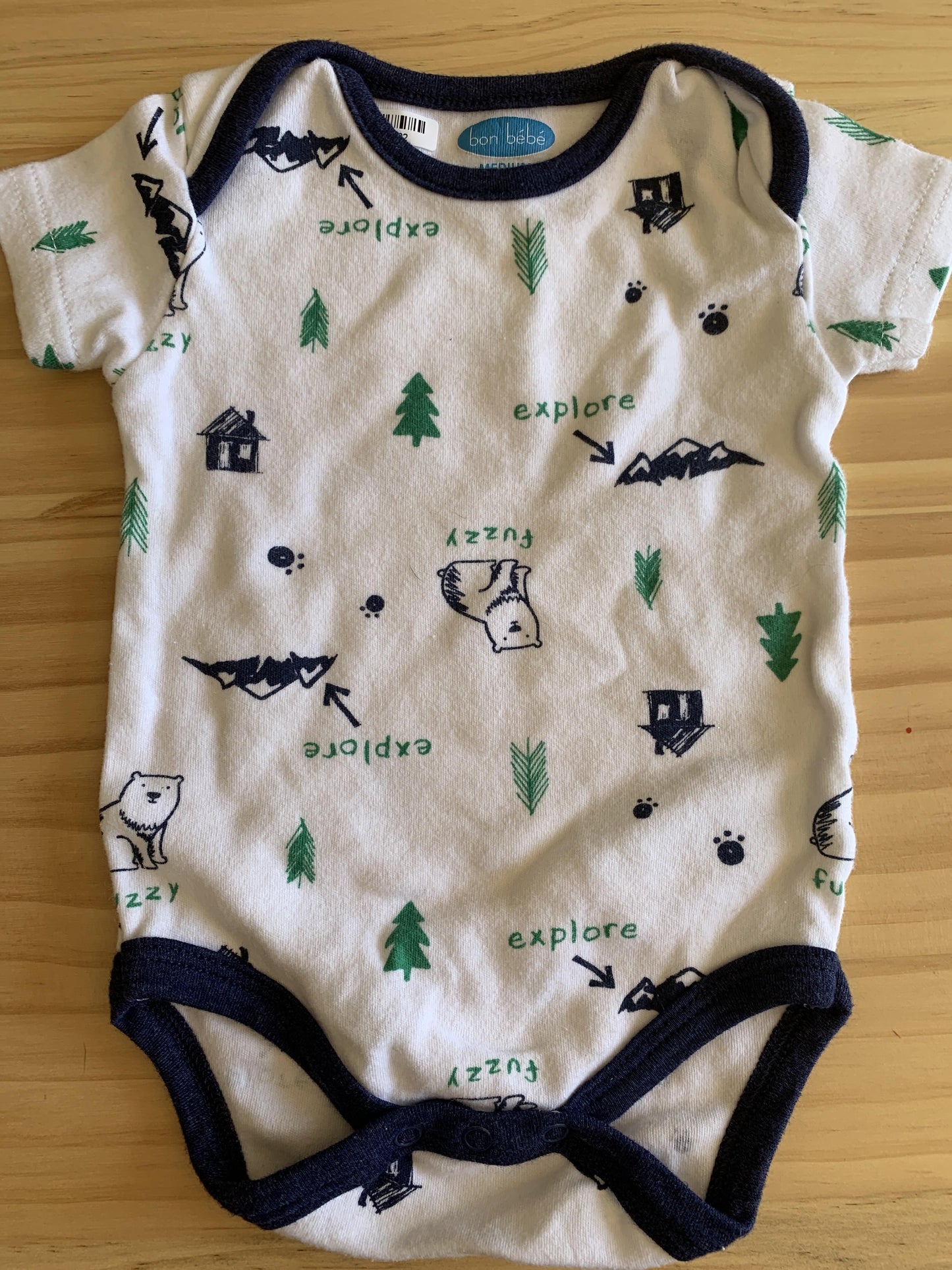 Girls White | Forest Green | Navy Blue Onesie Size: 3-6 months White | Forest Green | Navy Blue