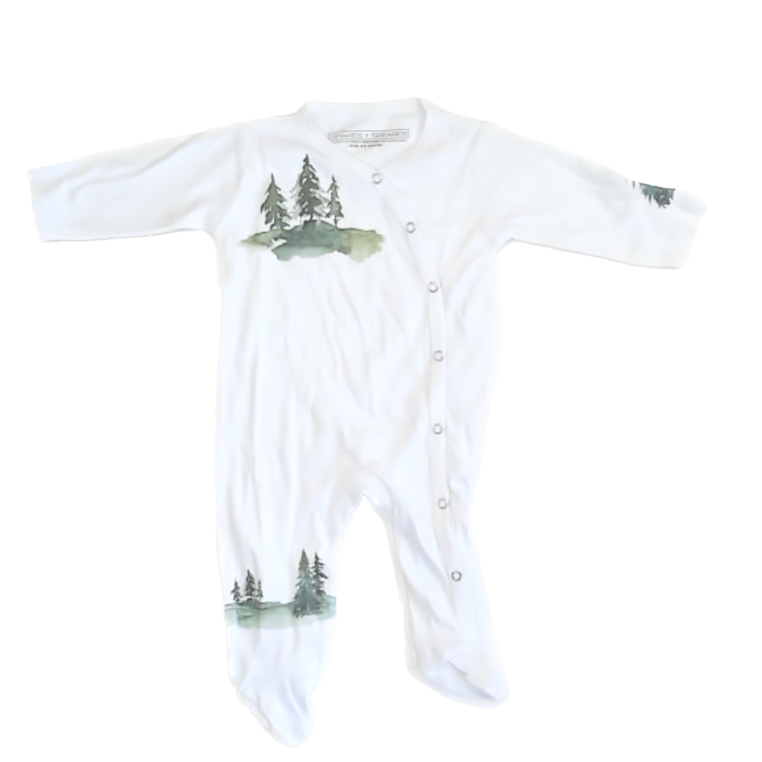 Shakes & Speares Girls White | Forest 1-piece footed Pajamas Size: 3-6 Months White | Forest