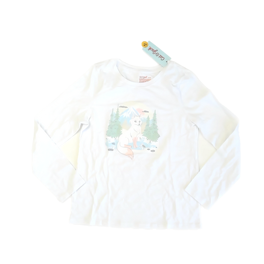 Cat & Jack Girls White Fox Long Sleeve T-Shirt Size: 10-12 Years White Fox