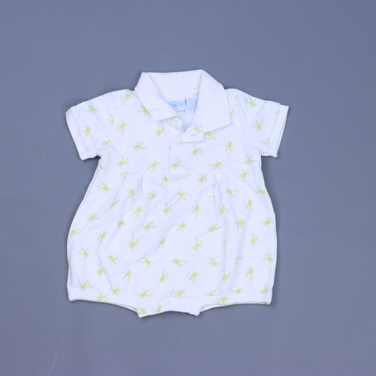 Hartstrings Boys White Frogs Romper Size: 6 Months White Frogs