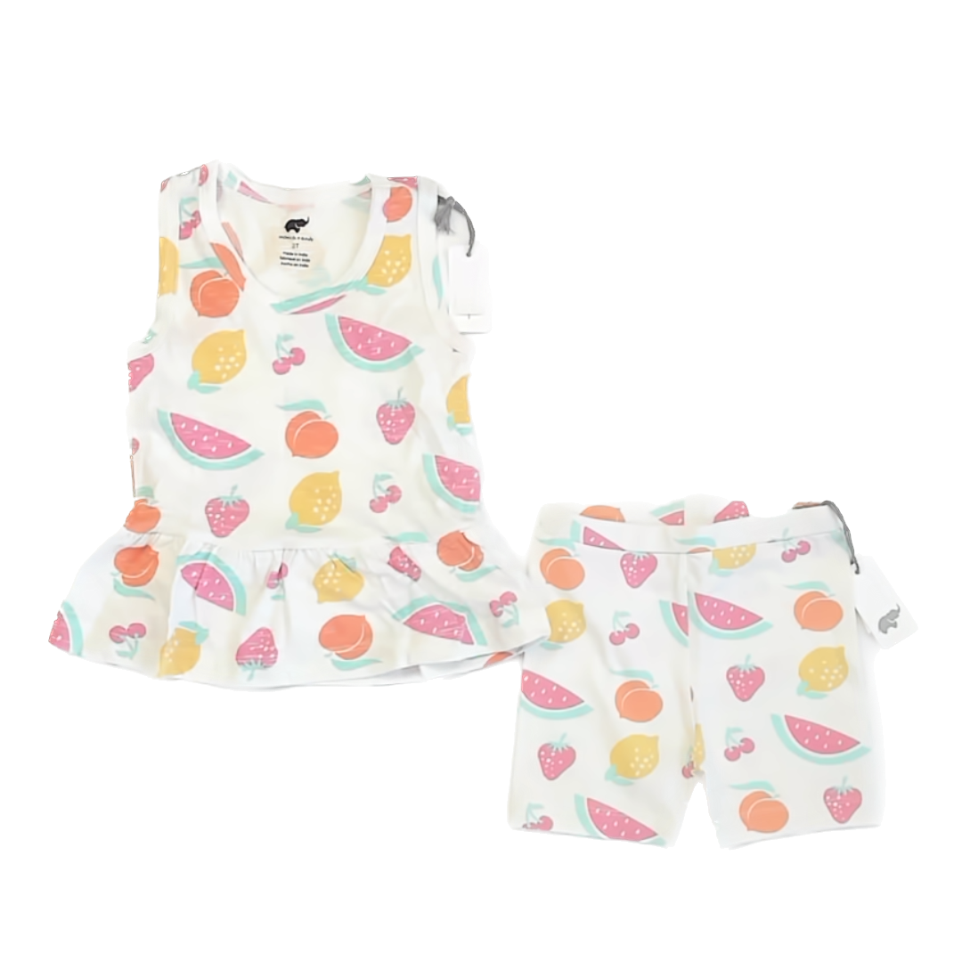 Monica & Andy Girls White | Fruit Apparel Sets Size: 2T White | Fruit