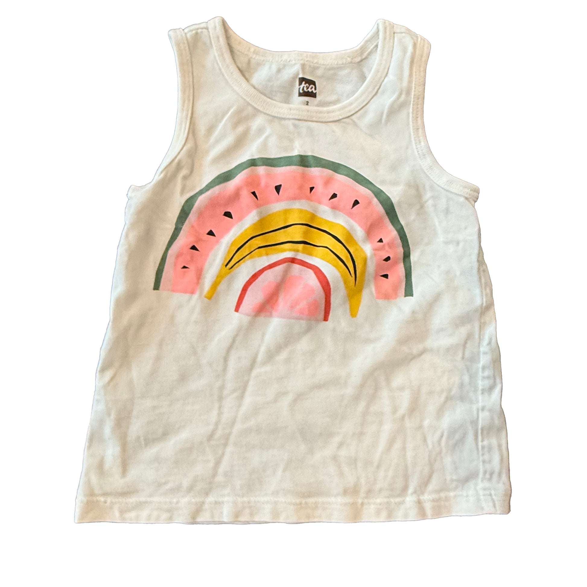 Tea Collection Girls White Fruit Tank Top Size: 2T White Fruit
