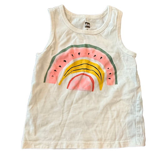 Tea Collection Girls White Fruit Tank Top Size: 2T White Fruit