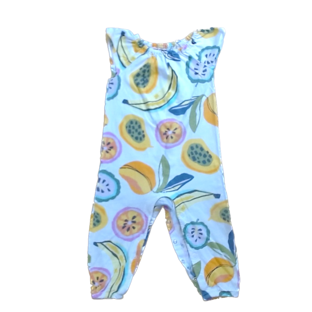 Tea Collection Boys White | Fruits Romper Size: 9-12 Months White | Fruits