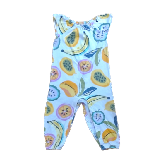 Tea Collection Boys White | Fruits Romper Size: 9-12 Months White | Fruits