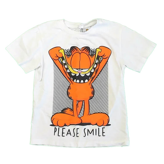 Zara Boys White Garfield T-Shirt Size: 6 Years White Garfield