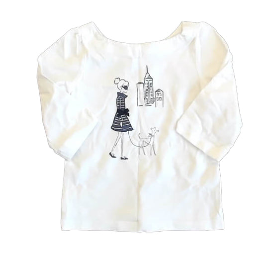 Janie and Jack Girls White Girl and Dog Long Sleeve T-Shirt Size: 2T White Girl and Dog