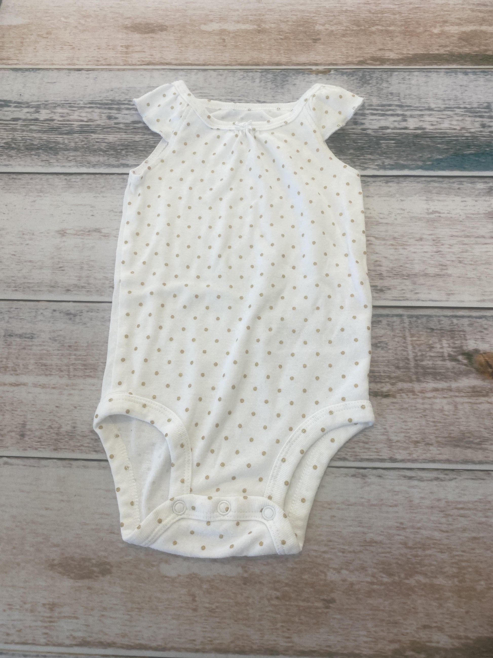 Carters Girls White | Gold | Dots Onesie Size: 6-9 months White | Gold | Dots