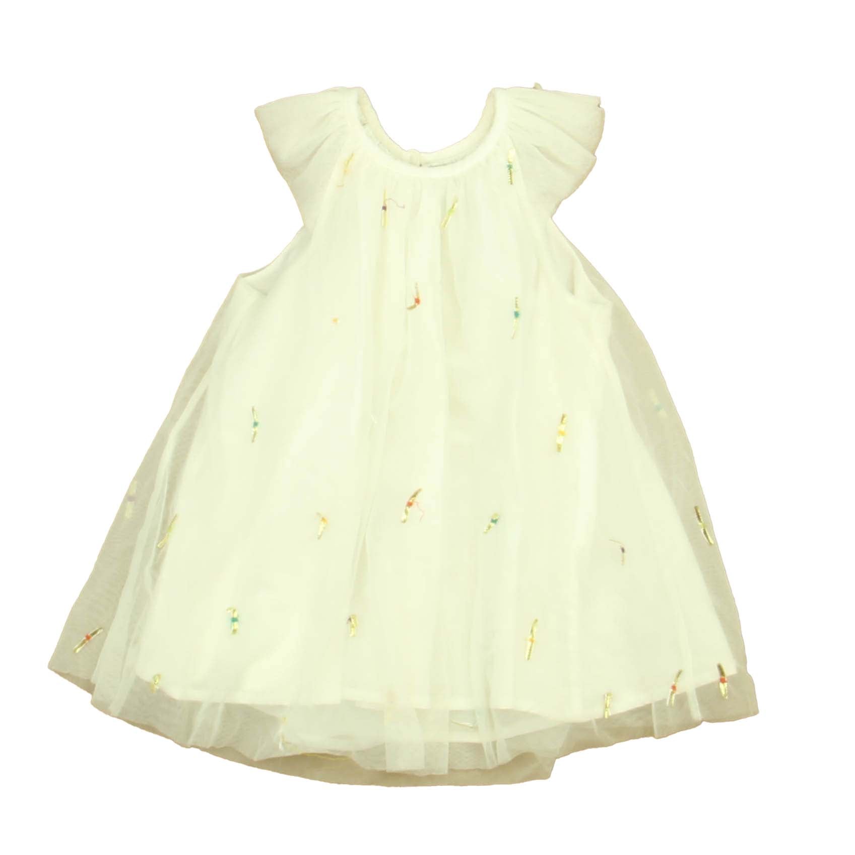 Velveteen Girls White | Gold Flecks Dress Size: 18 Months White | Gold Flecks