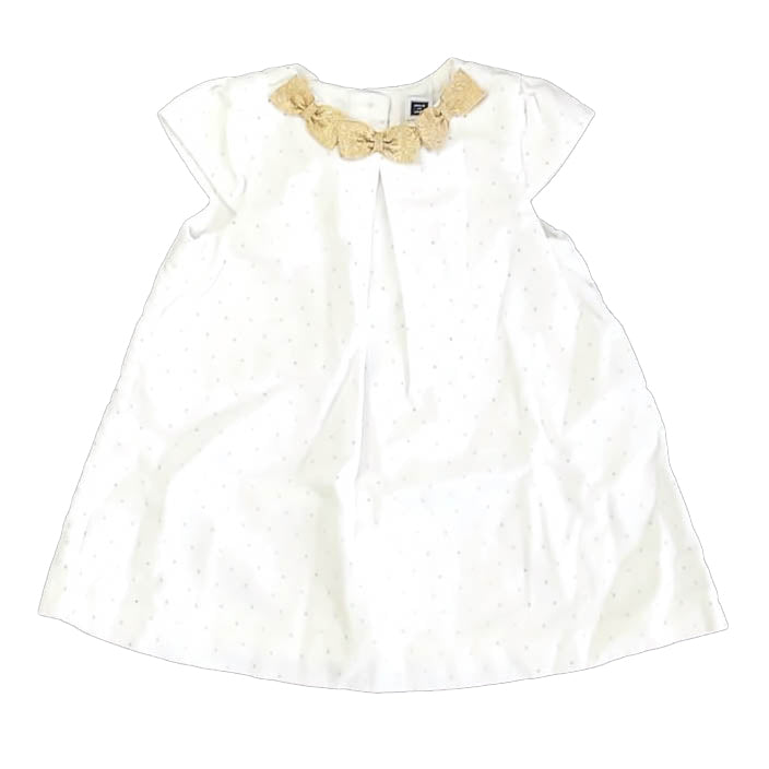 Janie and Jack Girls White | Gold Dress Size: 18-24 Months White | Gold
