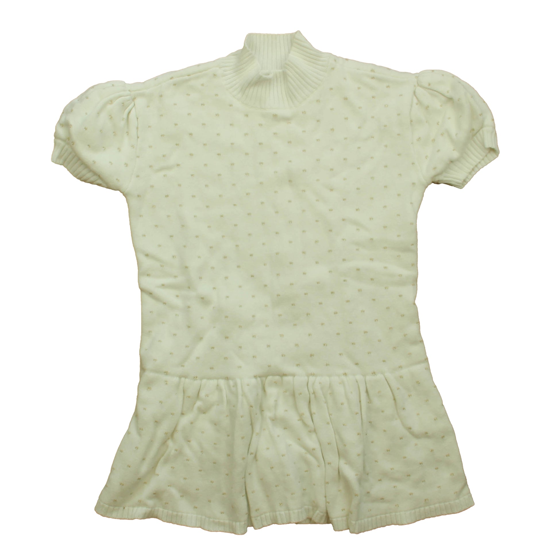 Tea Collection Girls White | Gold Sweater Dress Size: 6 Years White | Gold