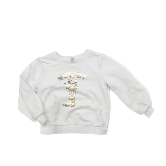 Janie and Jack Girls White | Gold Sweatshirt Size: 3T White | Gold