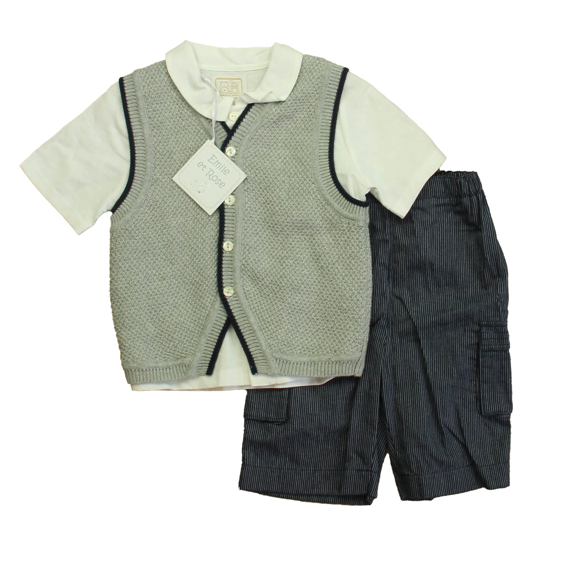 Emile Et Rose Boys White | Gray | Blue Apparel Sets Size: 18 Months White | Gray | Blue