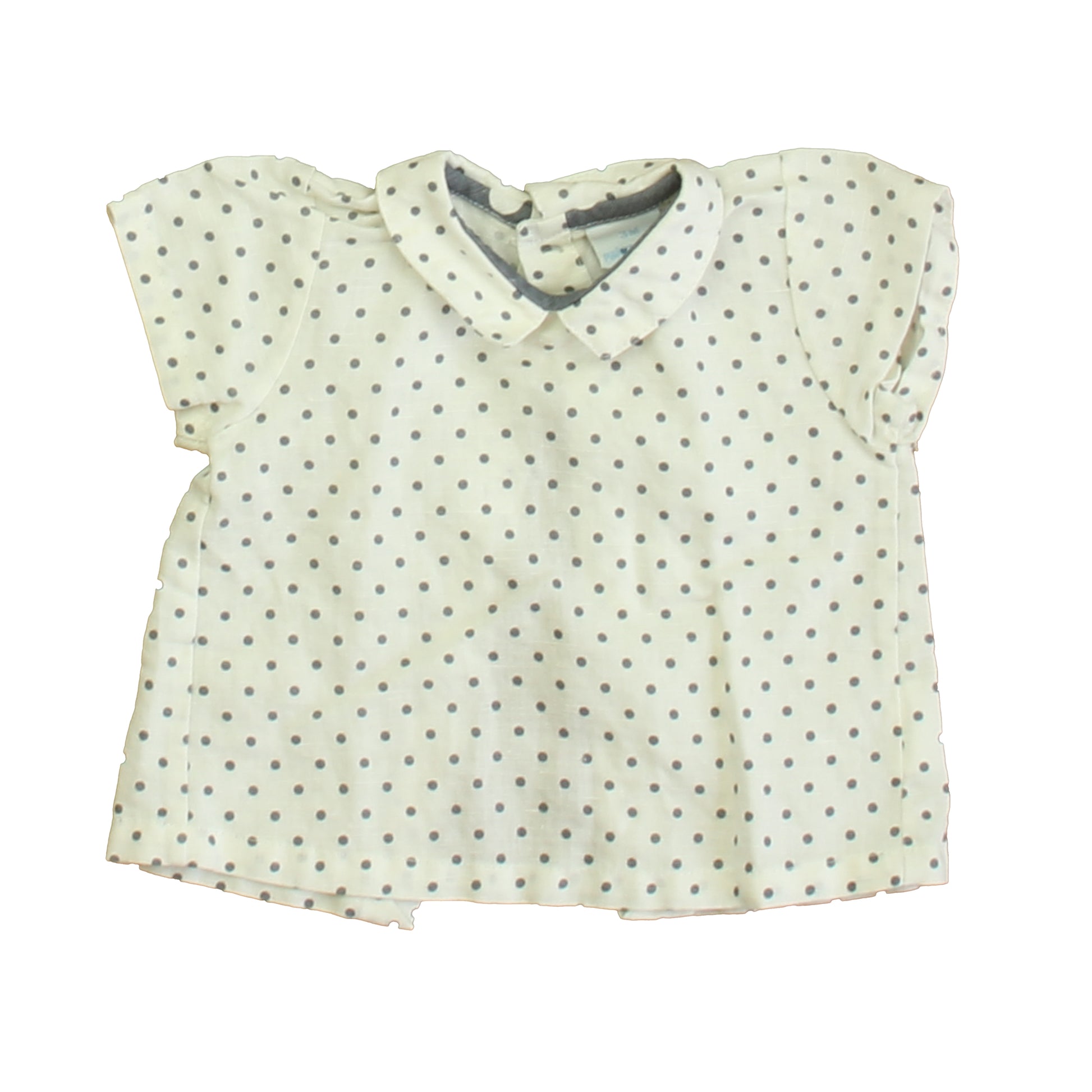 Paloma de la O Girls White | Gray Polka Dots Blouse Size: 3 Months White | Gray Polka Dots