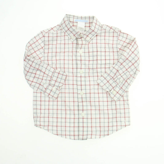 Janie and Jack Boys White | Gray | Red | Button Down Long Sleeve Size: 12-18 Months White | Gray | Red |
