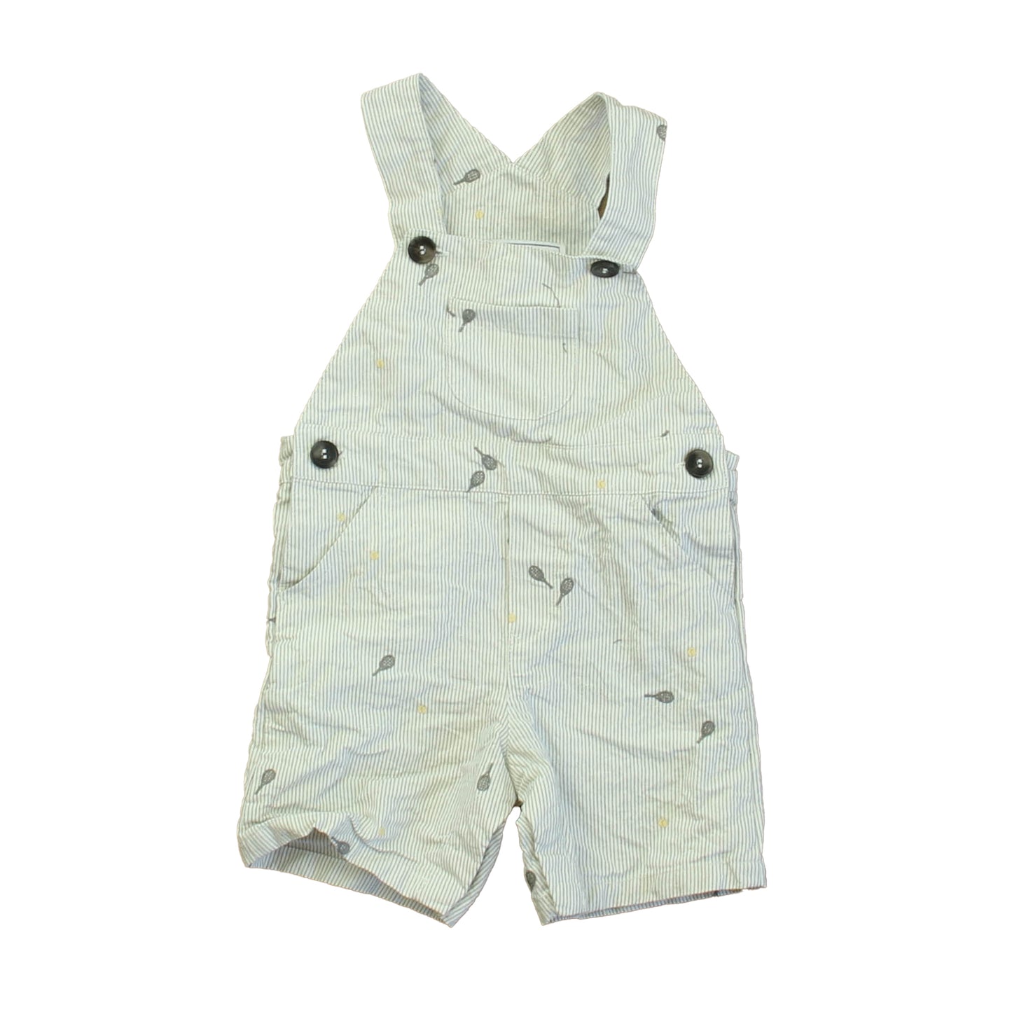 Tartine Et Chocolat Boys White | Gray Tennis Rackets Overall Shorts Size: 18 Months White | Gray Tennis Rackets