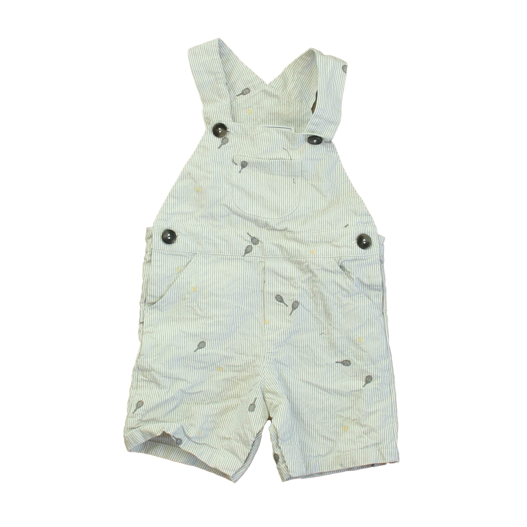 Tartine Et Chocolat Boys White | Gray Tennis Rackets Overall Shorts Size: 18 Months White | Gray Tennis Rackets