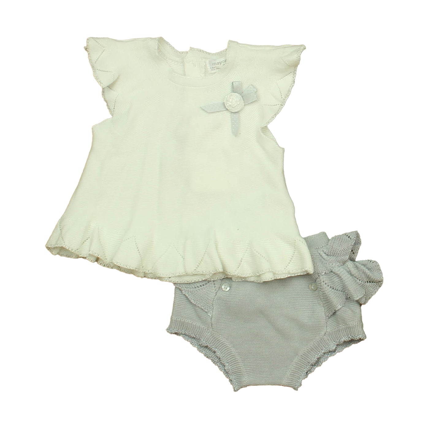 Mayoral Girls White | Gray Apparel Sets Size: Newborn White | Gray