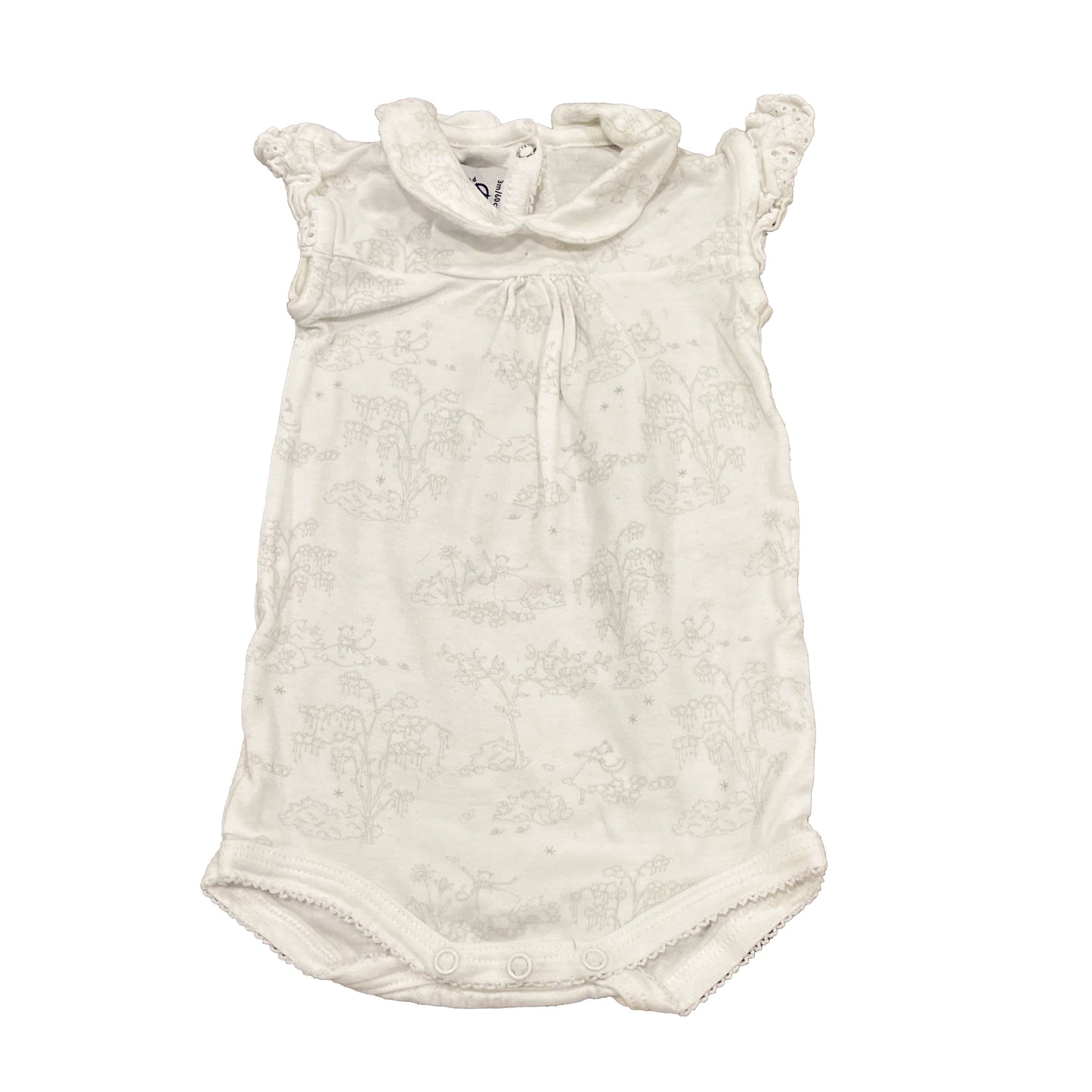 Petit Bateau Girls White | Gray Onesie Size: 3 Months