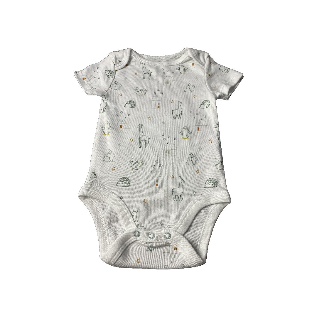 Cloud Island Unisex White | green | animals Onesie Size: 3-6 months White | green | animals