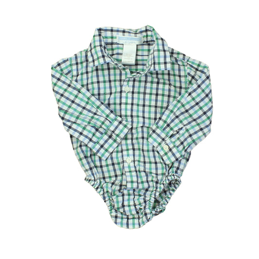 Janie and Jack Boys White | Green | Blue | Checks Onesie Size: 6-12 Months White | Green | Blue | Checks