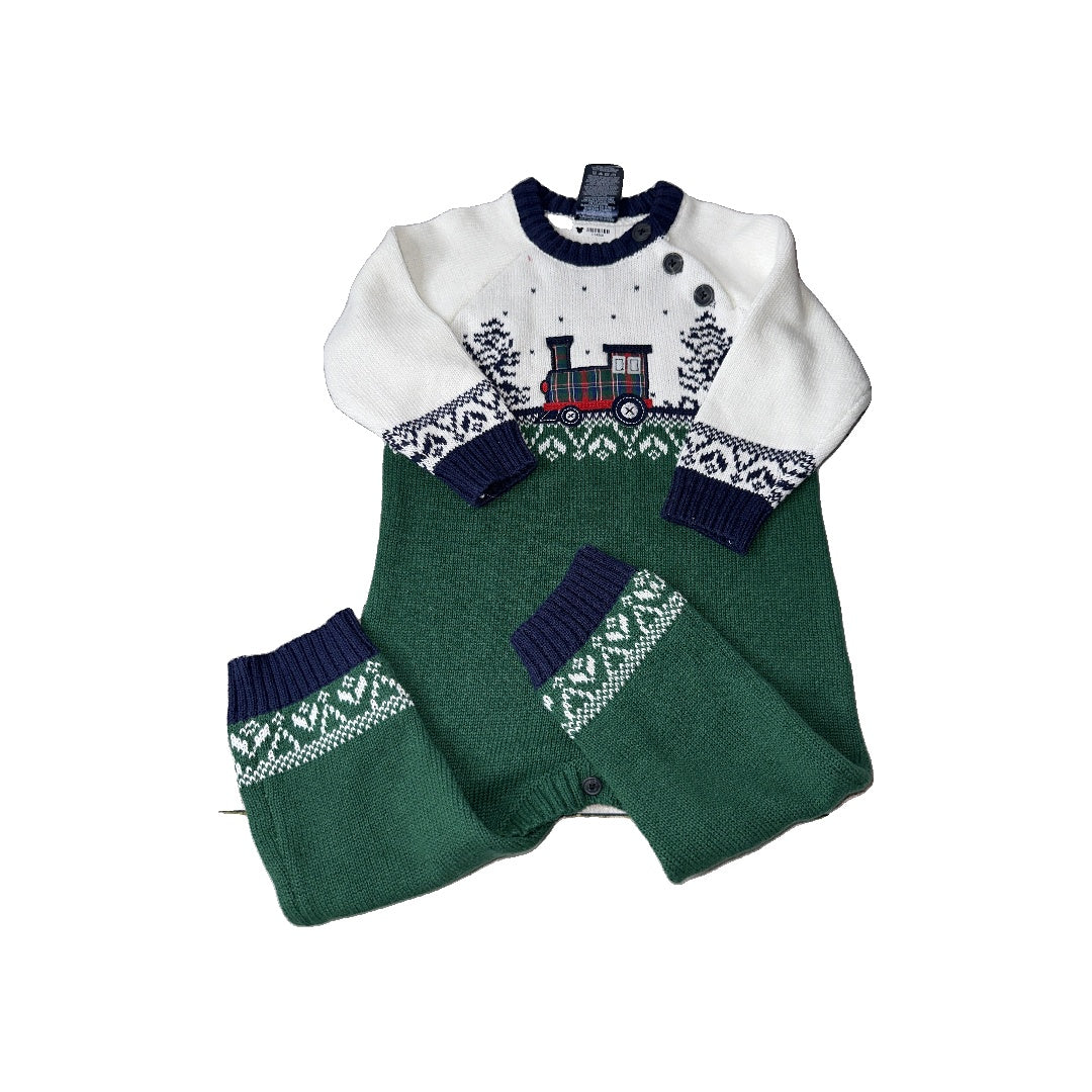 Izod Boys White | green | Blue | Holiday Long Sleeve Outfit Size: 12 months White | green | Blue | Holiday