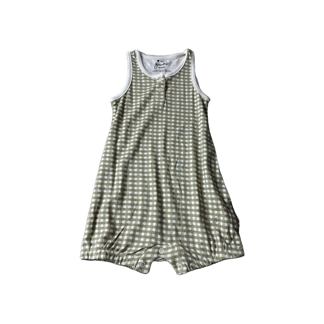 Goumi Unisex White | green | Check Romper Size: 18-24 months White | green | Check
