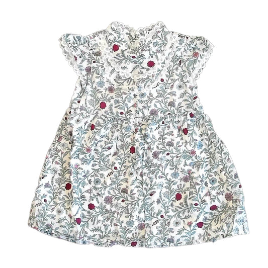 Janie and Jack Girls White | Green Floral Dress Size: 18-24 Months White | Green Floral
