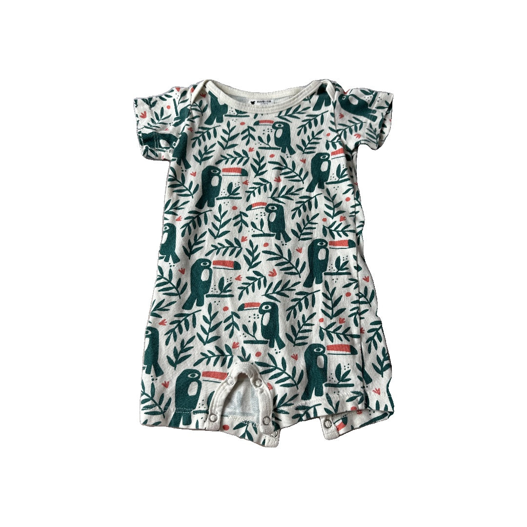 Winter Water Factory Unisex White | green | orange | Birds Romper Size: 3 months White | green | orange | Birds