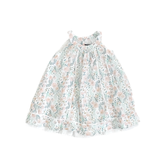 Cynthia Rowley Girls White | Green | Peach Floral Dress Size: 4T White | Green | Peach Floral