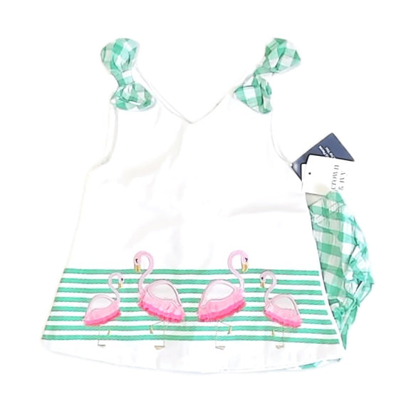 Crown & Ivy Girls White | Green | Pink Flaimgos Apparel Sets Size: 12 Months White | Green | Pink Flaimgos