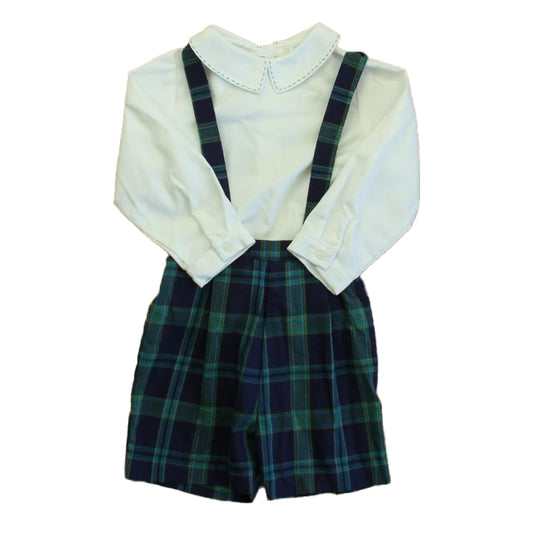 Lvli & Me Boys White | Green Plaid Romper Size: 2T White | Green Plaid