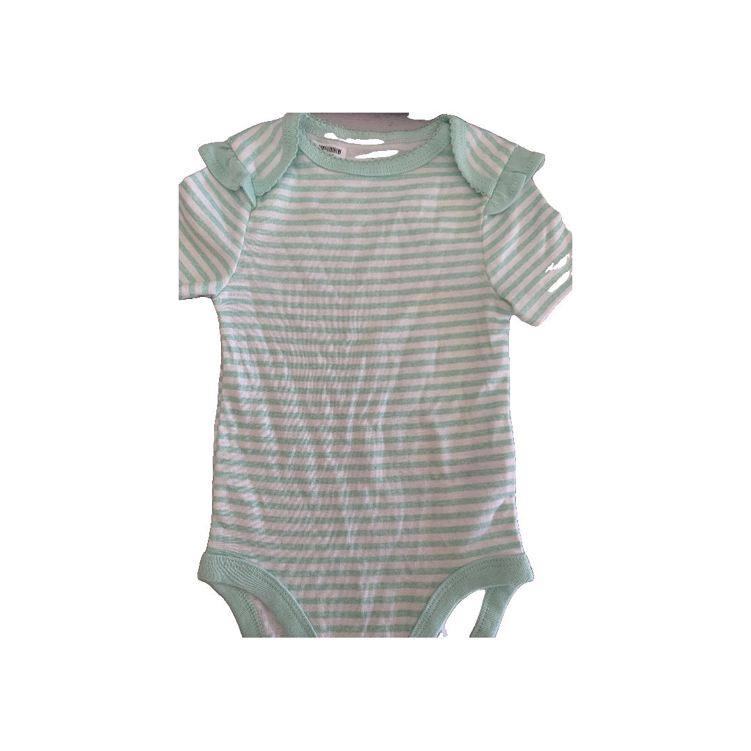 Cloud Island Girls White | green | Stripe Onesie Size: 6-9 months White | green | Stripe