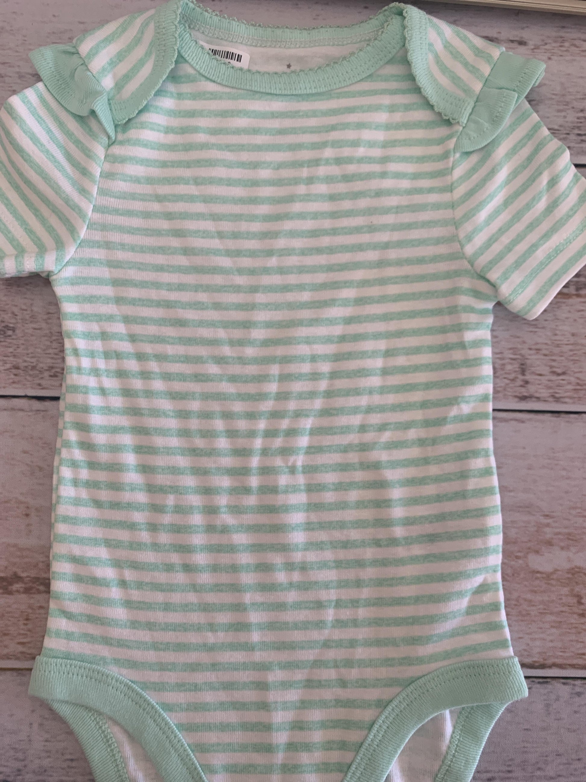 Cloud Island Girls White | green | Stripe Onesie Size: 6-9 months White | green | Stripe