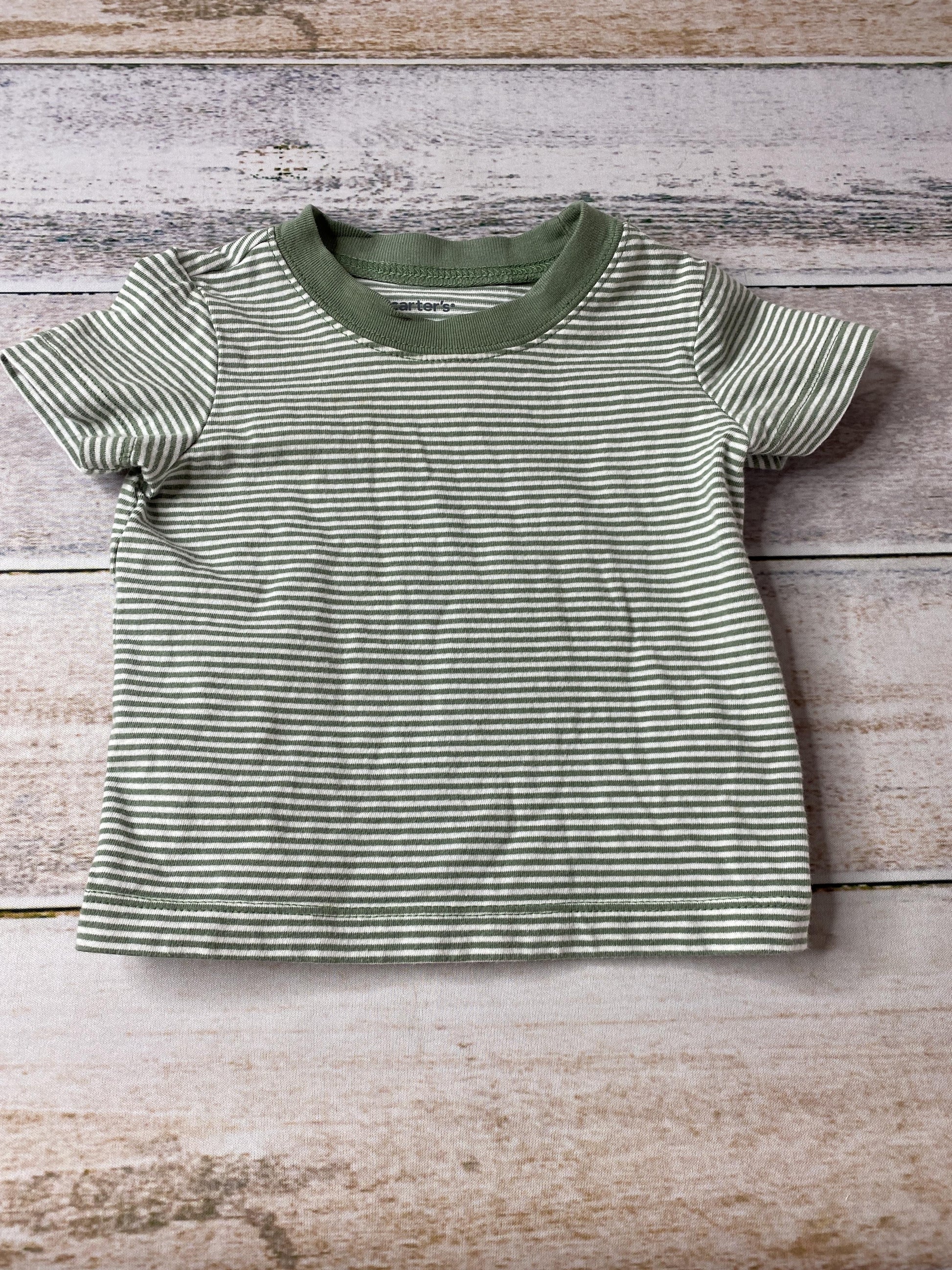 Carters Boys White | green | Stripe T-Shirt Size: 9 months White | green | Stripe