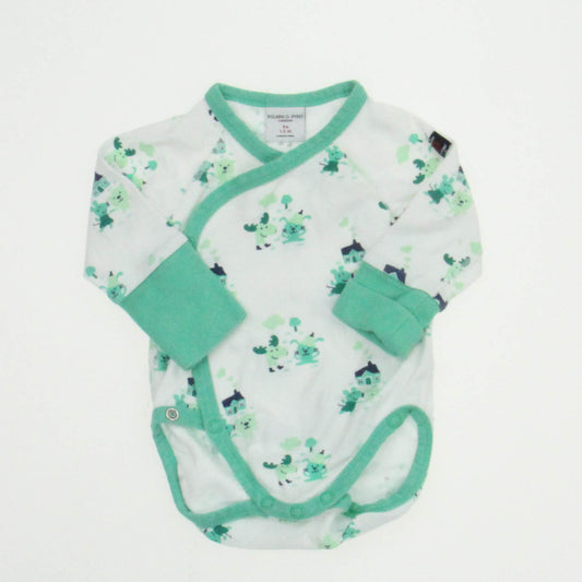 Polarn O. Pyret Boys White | Green Onesie Size: 1-2 Months White | Green