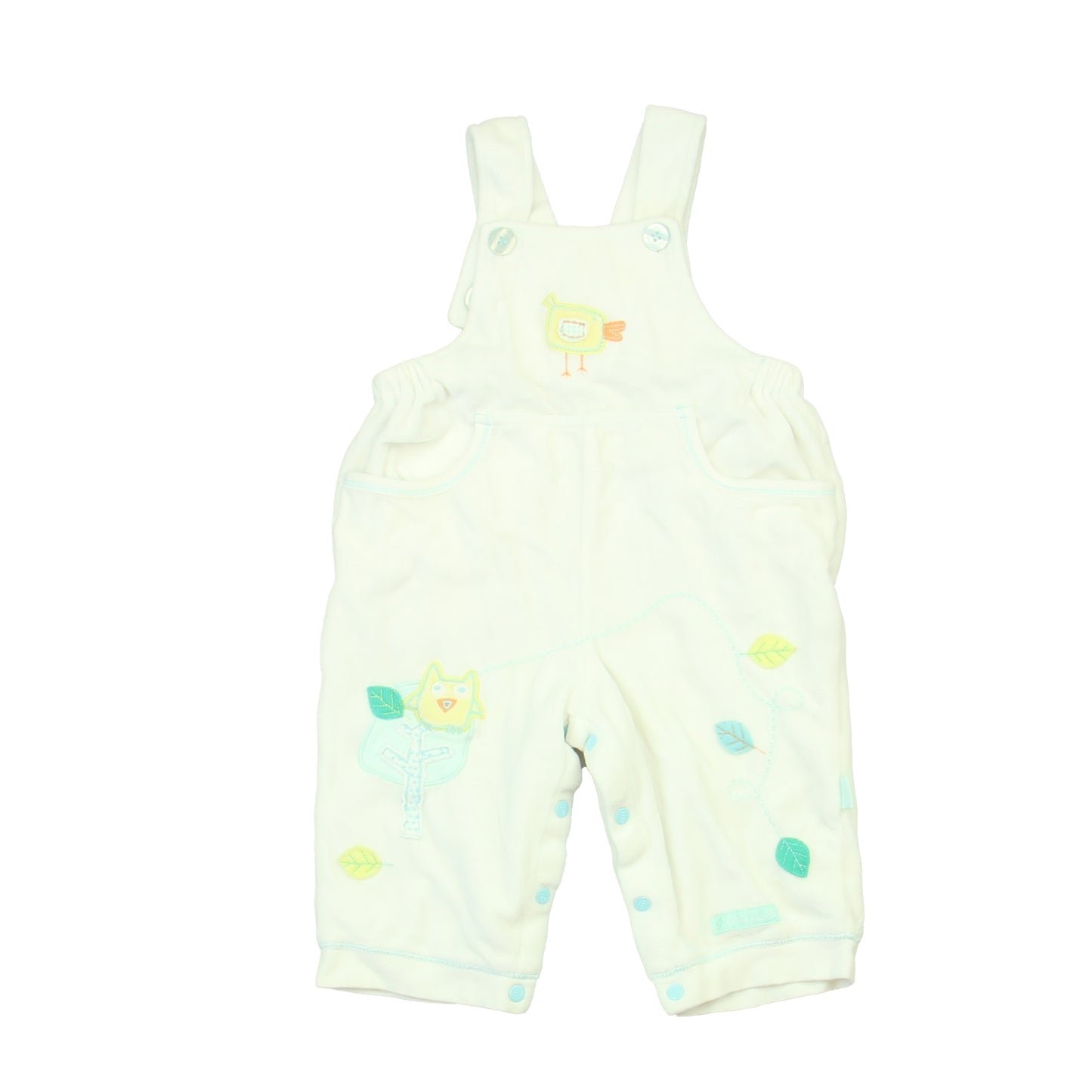 Pumpkin Patch Boys White | Green Overalls Size: 6-12 Months White | Green