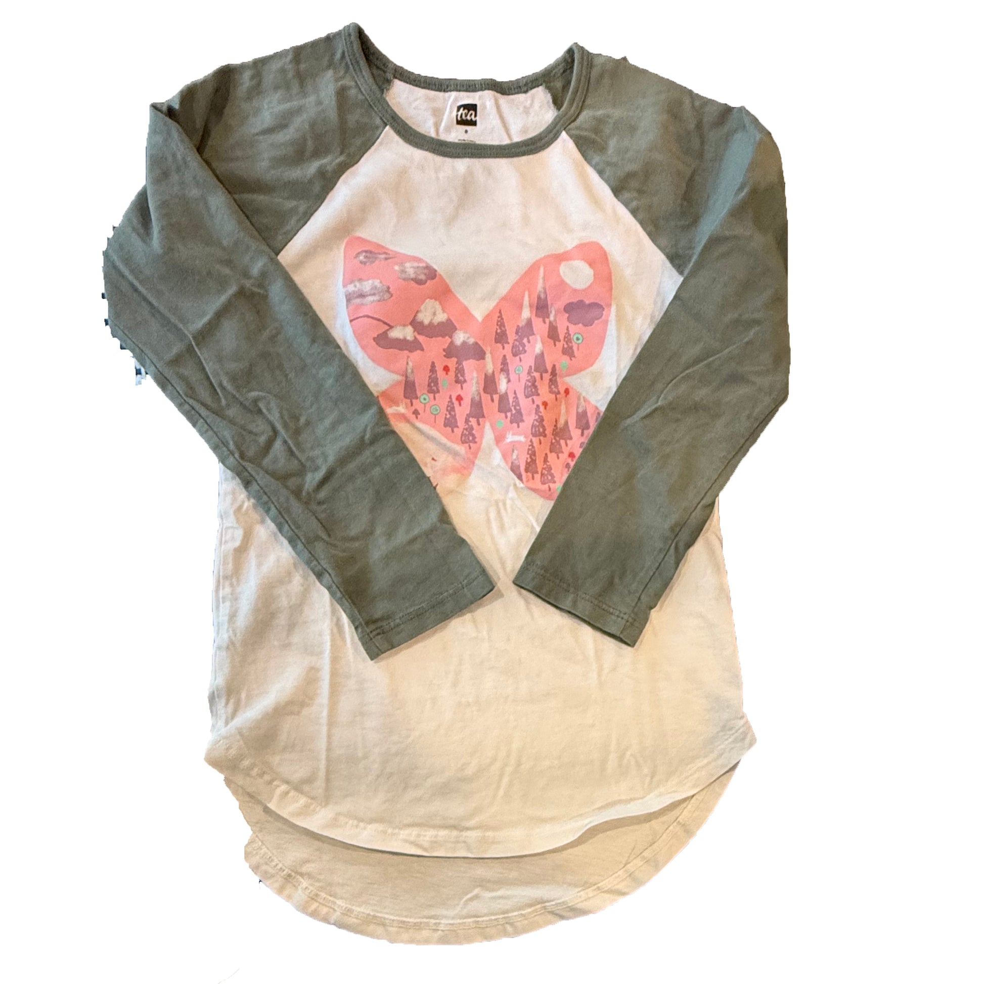 Tea Collection Girls White | Green Long Sleeve T-Shirt Size: 8 Years White | Green