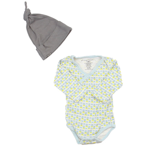 Petunia Pickle Bottoms Boys White | Grey | Blue Apparel Sets Size: 3-6 Months White | Grey | Blue