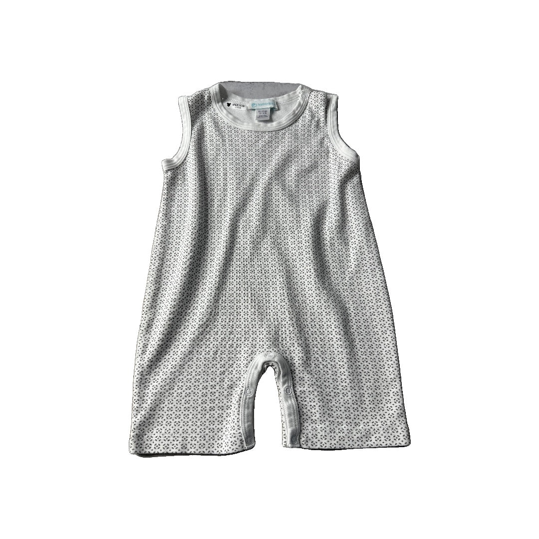 Feather Baby Boys White | Grey | Graphic Romper Size: 18-24 months White | Grey | Graphic