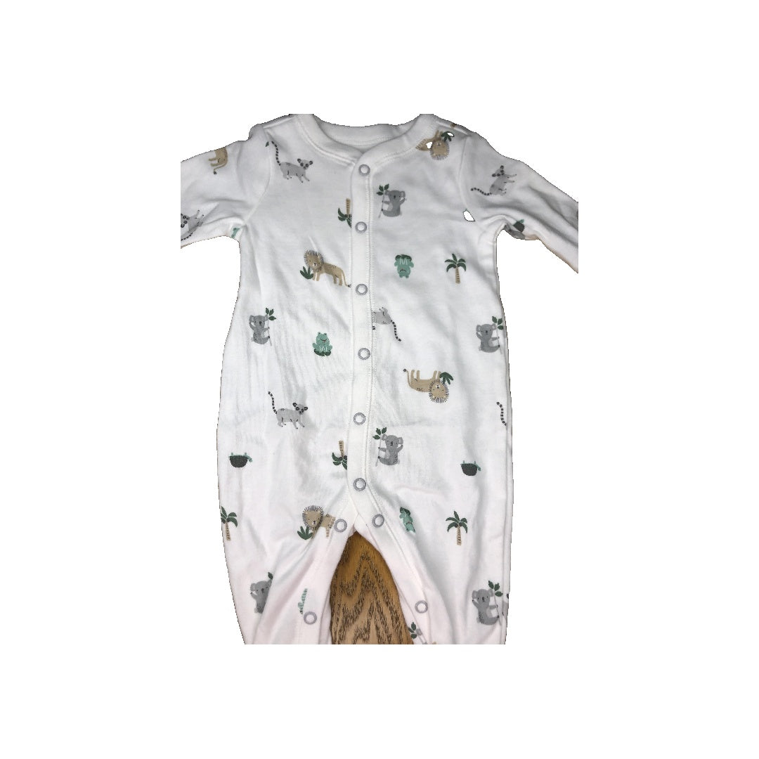 Carters Unisex White | Grey | light green Pajamas Size: 0-3 months White | Grey | light green