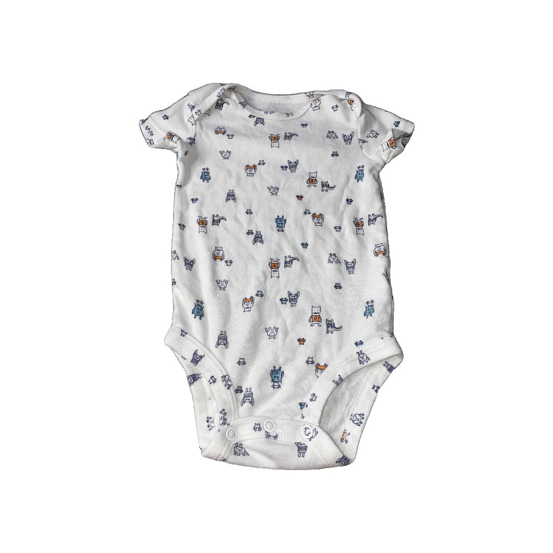 Carters Unisex White | Grey | orange | Blue Onesie Size: 6 months White | Grey | orange | Blue