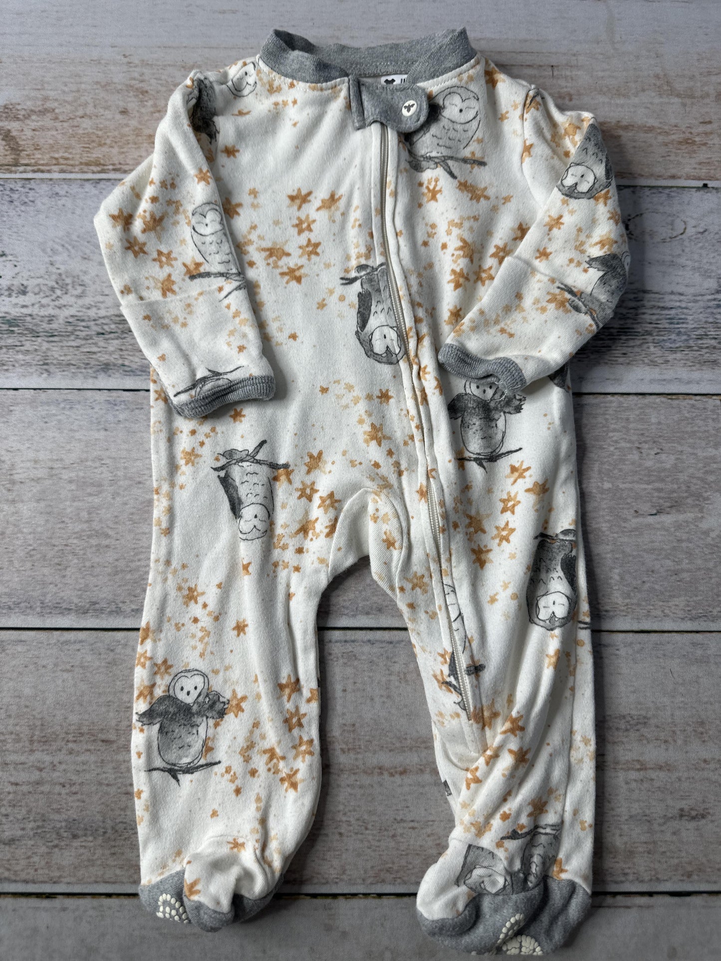 Burt's Bees Boys White | Grey | Owls Pajamas Size: Newborn White | Grey | Owls