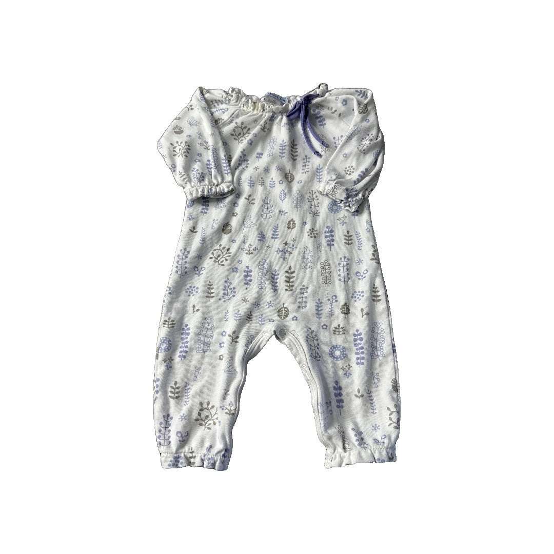 Feather Baby Girls White | Grey | Peach Long Sleeve Outfit Size: 6-Mar White | Grey | Peach