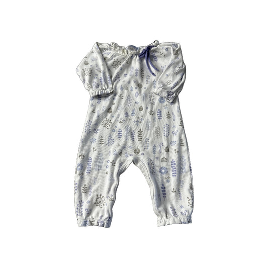 Feather Baby Girls White | Grey | Peach Long Sleeve Outfit Size: 6-Mar White | Grey | Peach