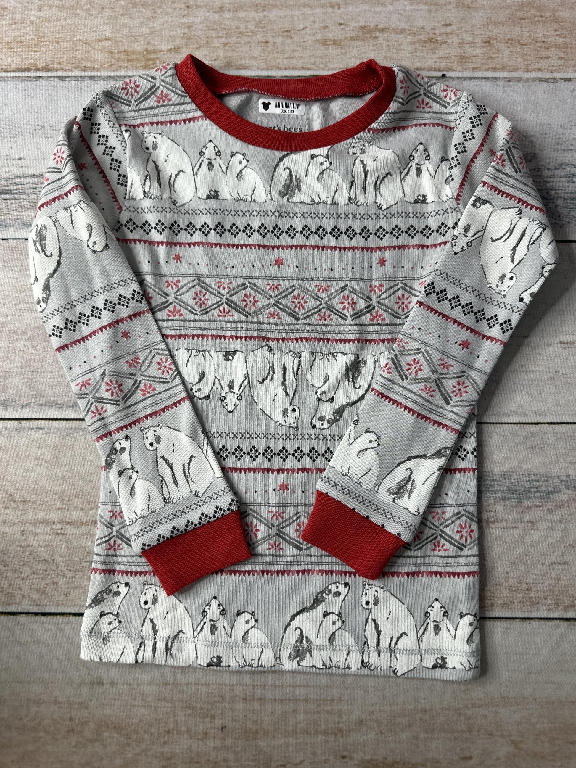 Burt's Bees Unisex White | Grey | Red Pajamas Size: 3T White | Grey | Red