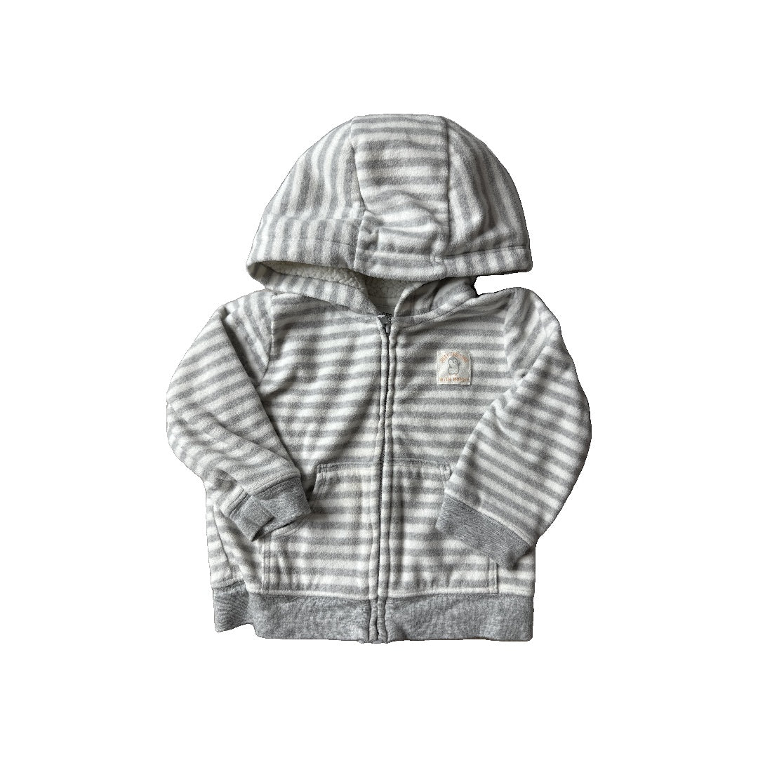 Carters Unisex White | Grey | Stripe Shirt Size: 9 months White | Grey | Stripe
