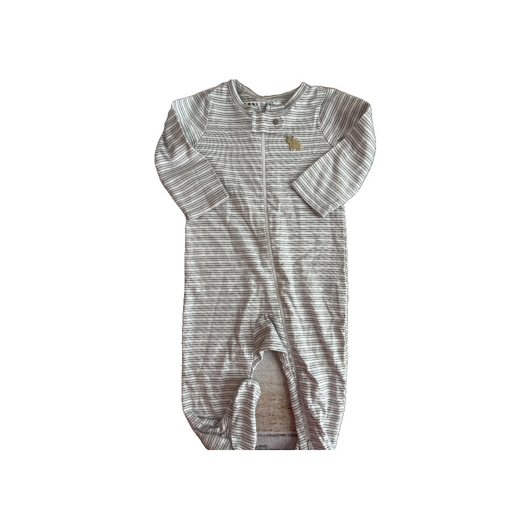 Carters Unisex White | Grey | Stripe Pajamas Size: 6-9 months White | Grey | Stripe