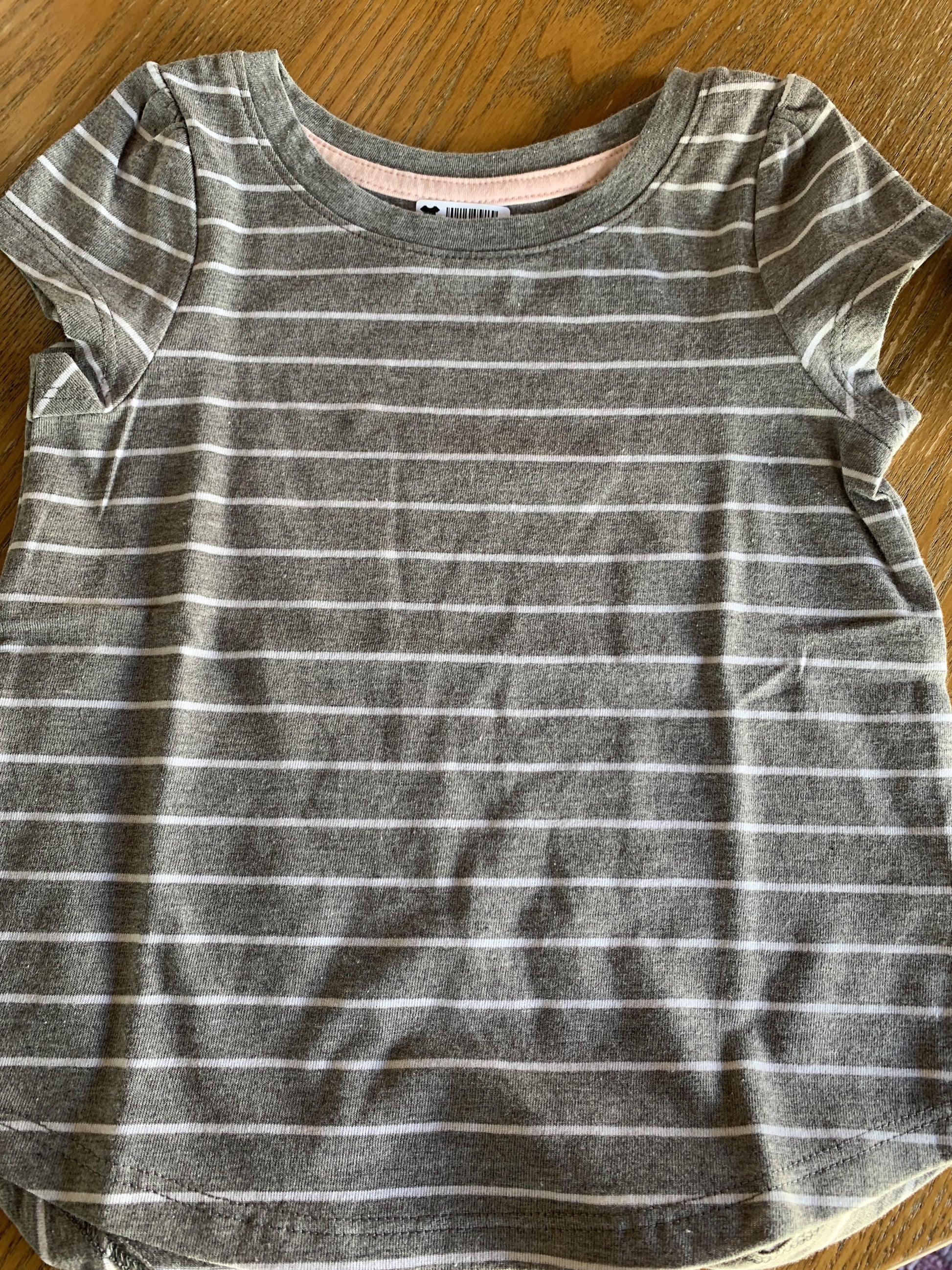 Cat & Jack Girls White | Grey | Stripe Shirt Size: 2T White | Grey | Stripe